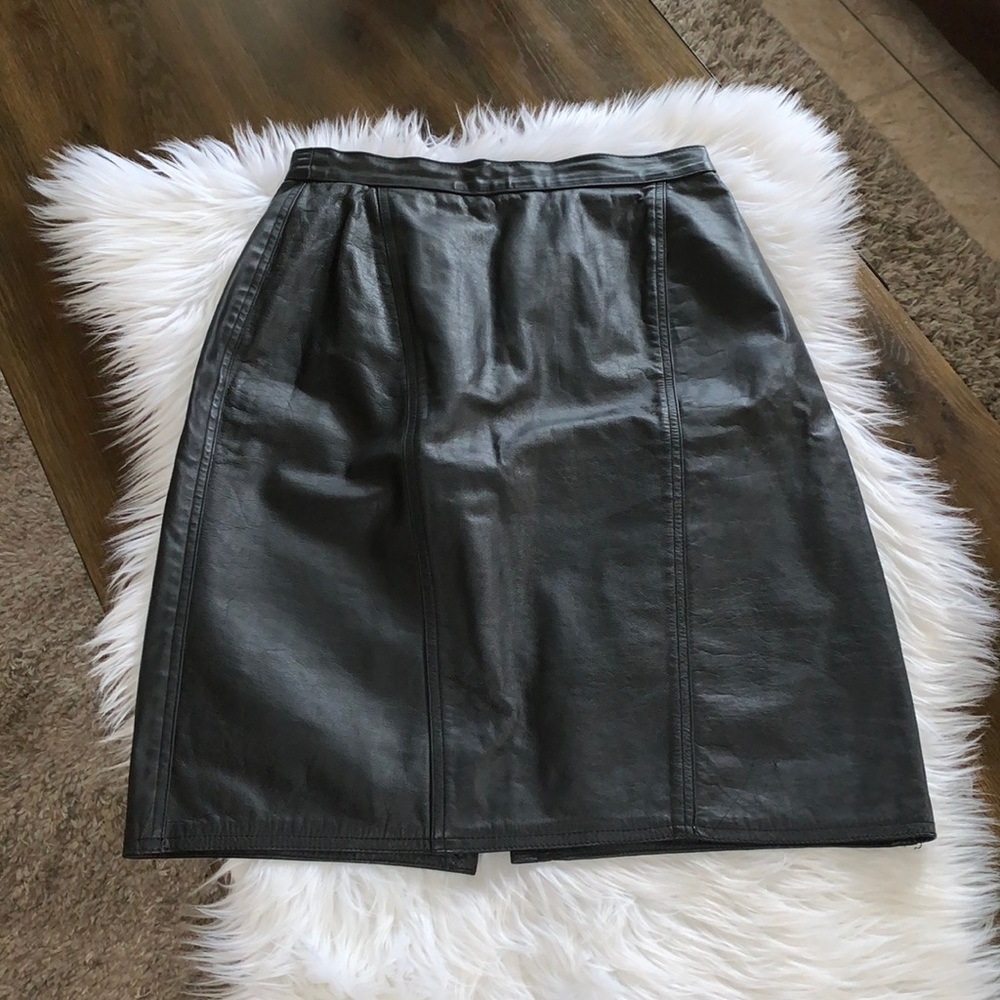 Winlit Black Midi Leather Skirt size Small